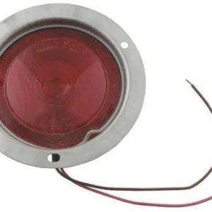 Peterson Round Red Trailer Tail Light with Stainless Bracket and Reflective Lens